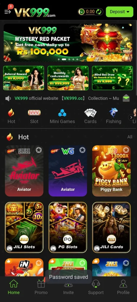 VK999 Game interface 